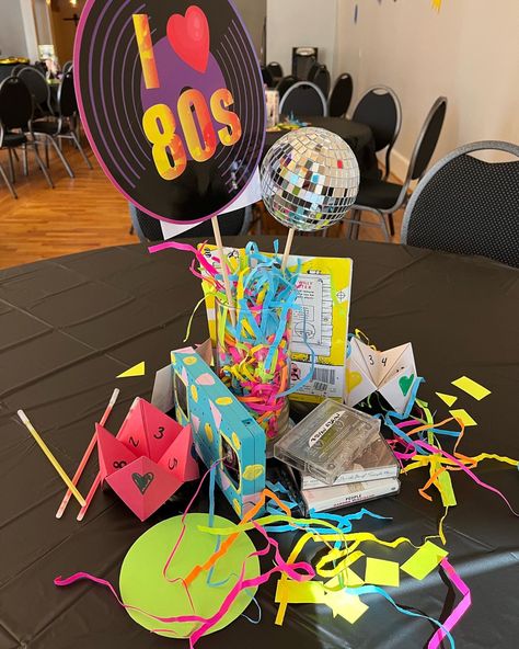 Decade Table Decorations, 90s Theme Party Centerpieces, 80s Theme Party Decorations Centerpieces, Decade Centerpieces, Decade Decorations, 80s Party Centerpieces, 80s Centerpieces, Decades Party Decorations, Prince Party Theme