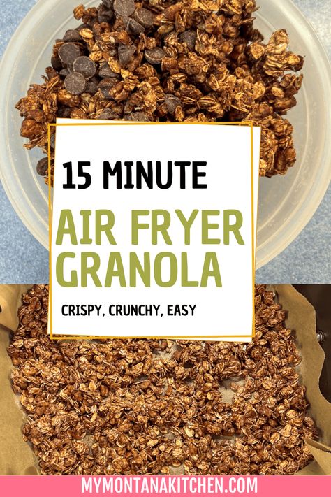 Create healthy, crunchy homemade granola with this quick and easy air fryer granola recipe. Enjoy fresh granola in just 15 minutes! Granola In Air Fryer, Fresh Granola, Air Fryer Granola, Trim Healthy Mama Breakfast, Rolled Oats Recipe, Montana Kitchen, Thm Sweets, Oats Recipes Breakfast, Oat Breakfast