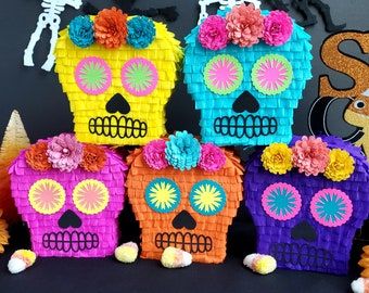 Sugar Skull Birthday, Dia De Los Muertos Party Ideas, Sugar Skull Party, Skull Birthday, Mexican Pinata, Skull Monster, Halloween Pinata, Coco Birthday, Mexican Halloween