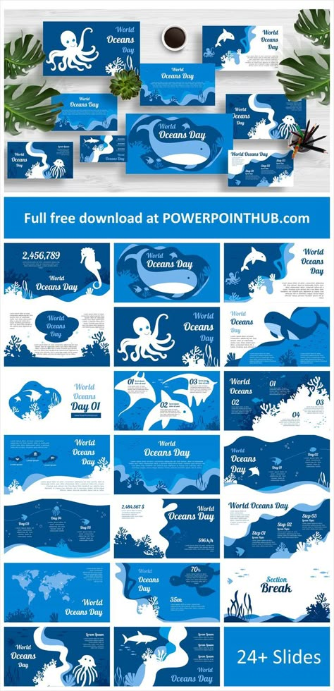 Free download World Oceans Day presentation template for PowerPoint, Google Slides , Keynote. Let's "Help Make a Difference for our Ocean Planet!". #パワーポイント #PowerPoint #presentations #Presentation #presentationtips #Office365 #Microsoft #MicrosoftEdu #slides Ocean Presentation Design, Slide Powerpoint Backgrounds, Ocean Presentation, Ocean Powerpoint, Ocean Template, Summer Presentation, Presentation Design Ideas, Beach Template, Ocean Planet