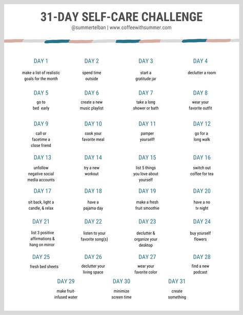 31-Day Self-Care Challenge | Self-Care Routine | Self-Care Rituals | Easy Self-Care Activities | Simple Self-Care Ideas | Self-Care For New Moms | Self-Care Quotes | Personal Growth | Mental Health Challenge | Personal Development Tips | Tips For Self-Care | Self-Love Challenge | Positive Affirmations | Self-Care Challenge | Tips For Better Self-Care | Love Yourself #selfcarechallenge #selfcaretips 31 Days Of Self Love Challenge, 31 Day Mindfulness Challenge, 31 Day Self Love Challenge, August Challenge Self Care, 31 Days Of Self Care, Mom Glow Up Challenge, 31 Day Self Care Challenge, 31 Day Glow Up Challenge, Self Growth Month