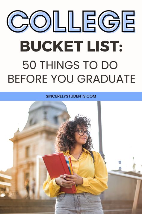 The ultimate college bucket list of things to do before you graduate! College Bucket List, Bucket List Ideas, College Hacks, List Ideas, List Of Things, College Fun, Good Grades, Top 50, Find A Job