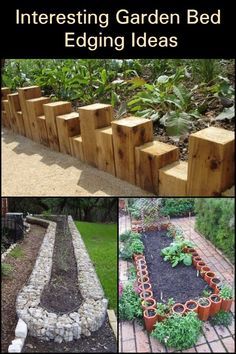 Garden Boarders Ideas, Garden Edging Ideas Cheap, Wooden Garden Edging, Wood Garden Edging, Garden Bed Edging, Brick Garden Edging, Flower Bed Edging, Landscape Timbers, Brick Garden