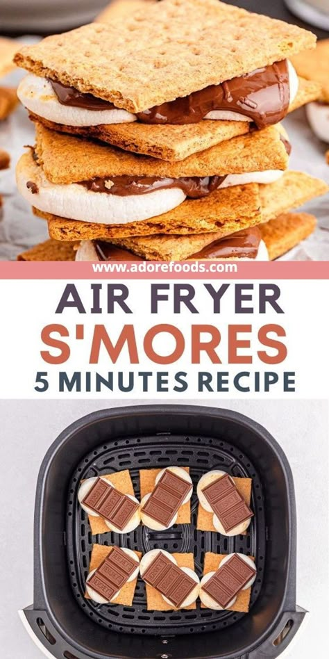 Who needs a fire when you can enjoy ooey, gooey Air Fryer S’mores at home. Now you can enjoy this ultimate summertime dessert all year round! Smore Recipes, Chocolate Graham Crackers, Easy Air Fryer, Air Fryer Dinner Recipes, Air Fryer Recipes Easy, Air Fryer Recipes Healthy, Food Writing, Quick Desserts, Classic Desserts