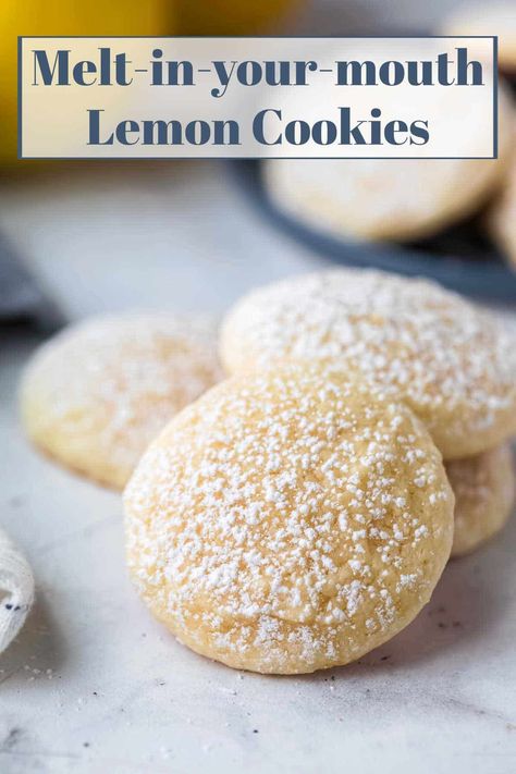 These Lemon Cookies are soft, melt-in-your-mouth lemon cookies that are a copycat for Paradise Bakery's lemon cookie recipe! Lemon Cookie Recipe, Lemon Cookies Easy, Lemon Drop Cookies, Drop Cookie Recipes, Lemon Cookie, Lemon Cookies Recipes, Lemon Sugar Cookies, Drop Cookies, Lemon Cookies