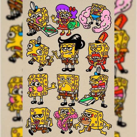 Ryan McDonald on Instagram: "Which SpongeBob are you? Taking walk ins all day this Monday for our first ever SpongeBob flash day @deadaheadtattoo ! Most designs $150-200" Spongebob Tattoo, Easy Perler Beads Ideas, Tattoo Design Book, Tattoo Outline, American Traditional Tattoo, August 11, Flash Art, American Traditional, Tattoo Stencils