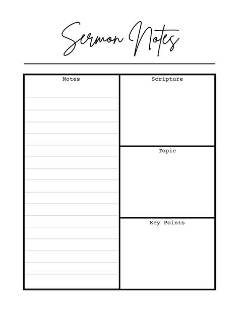 FREE sermon notes PDF from #FWMpodcast #FWMStudyCommunity Bible Study Note Taking Templates, Bible Notes Goodnotes, Free Printable Sermon Notes For Adults, Bible Study Notebook Templates, Bible Sermons Notes, Bible Note Taking Template, Bible Study Template Ipad, Sunday Sermon Notes, Bible Study Notes Template Free Printable