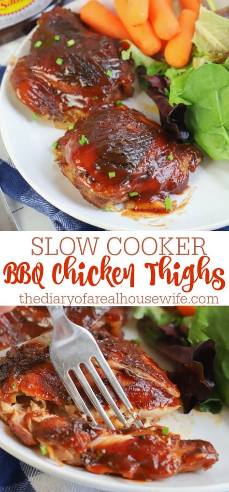 Bbq Chicken Thighs Crockpot, Chicken Thighs Slow Cooker Recipes, Barbecue Chicken Crock Pot, Baked Bbq Chicken Thighs, Barbecue Chicken Thighs, Crockpot Chicken Thighs, Bbq Chicken Thighs, Easy Bbq Chicken, Barbecue Chicken Recipe