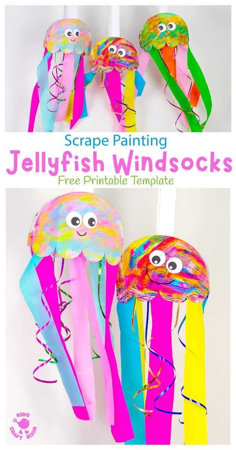 Jellyfish Art Kindergarten, Jellyfish Eyfs Activities, Crafts For Ages 3-5 Art Projects, Fun At The Beach Crafts For Kids, Under The Sea Creative Activities, Jellyfish Craft Kindergarten, Under The Sea Art And Craft, Jellyfish Suncatcher Craft, Beach Themed Art Projects For Kids