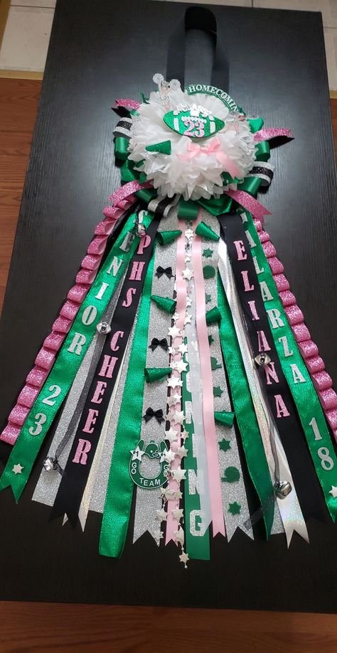 Green And White Mums Homecoming, Green Mums Homecoming, Senior Boards, Hot Pink Homecoming, Hoco Mums, Pink Mums, Creative Writing Lesson, Hoco 2024, Texas Homecoming Mums