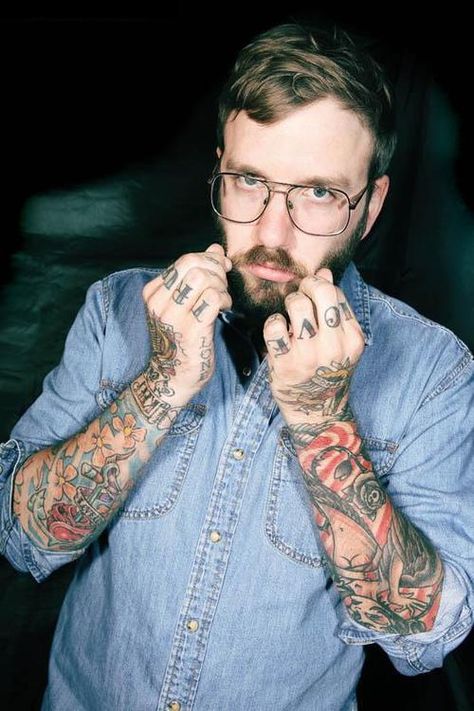 - Old Man Glasses, Dallas Green, Green Tattoos, City And Colour, What Makes A Man, Hipster Man, Photography Words, Band Tees, My Favorite Music