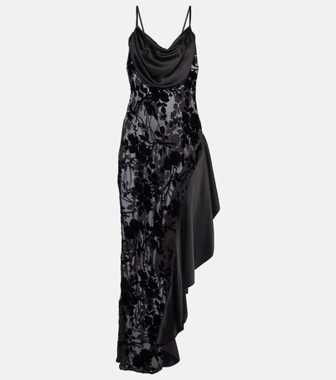 Asymmetrical Bias Slip Dress in Black - Rodarte | Mytheresa 90s Runway Fashion Dresses, Rodarte Runway, Rodarte Dress, Runway Fashion Dresses, Bias Slip Dress, Dinner Dresses, Dream Wishlist, 90s Runway Fashion, Amazing Dresses