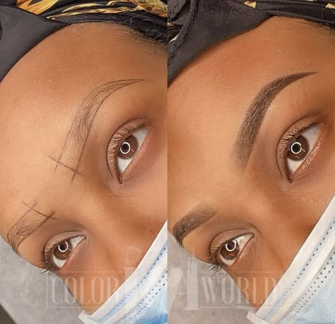 Perfect Eyebrows Black Women, Microbladed Eyebrows Black Women, Tinted Eyebrows Black Women, Powder Ombre Eyebrows, Microshading Eyebrows, Round Eyebrows, Mircoblading Eyebrows, Eyebrows Goals, Ombre Eyebrows