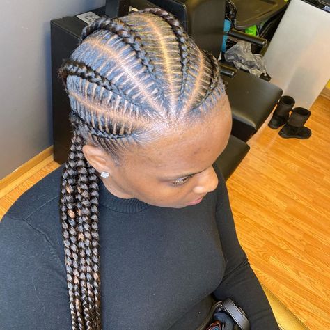 Joi on Instagram: “5 feed ins • • • #stitchbraids #chicagobraids #feedinponytail #protectivestyles #atlanta #braidseason #braidideas #braidstyles #braided…” Braid Feed In Styles, 5 Feed In Braid Styles, 5 Stitch Feed In Braids, Feed In Styles, Feed In Braid Styles, Stitch Feed In Braids, Bridal Hair Pieces Boho, African Braids Hairstyles Pictures, Feed In Ponytail