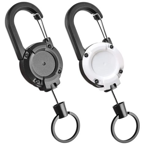 PRICES MAY VARY. 【STRONGER BADGE REEL】The badge reel built with 0.04" high-density fiber rope are tested under more than 100,000 retraction cycles, retraction force up to 8.0oz, about 18 keys, perfect for everyday use and for carrying keys when traveling. You can also hang small tools like pliers, nail clippers, pocket knives, flashlights, screwdrivers, bottle openers and more! 【UPGRADE DESIGN】 The Retractable Keychain elongates the pressing area at the switch, which can make it easier to press Retractable Keychain, Cool Keychains, Small Tools, Key Ring Holder, Keychain Clip, Key Lanyard, Pocket Knives, Diy Keychain, Bottle Openers