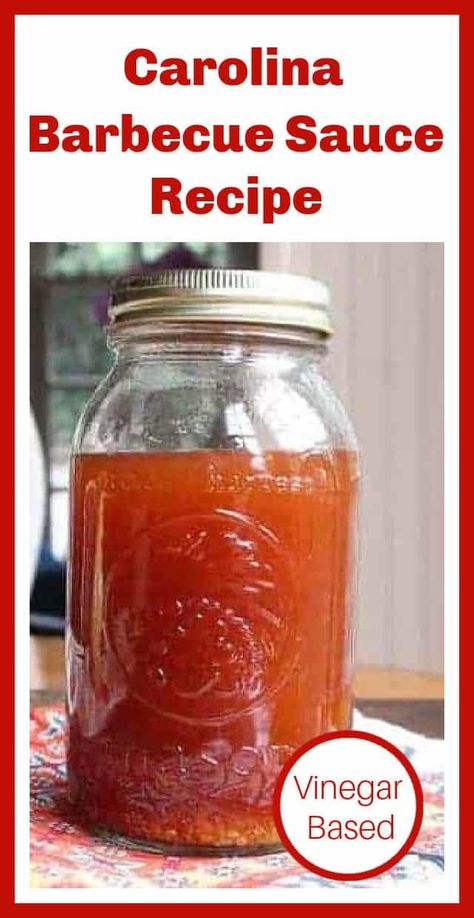 This Carolina Barbecue Sauce Recipe is a Southern vinegar based barbecue sauce made for pulled pork. It is tangy and slightly sweet with a bit of spicy heat. Make it in 5 minutes.#barbecuesauce #vinegarbarbecuesauce Home Made Barbecue Sauce Recipes, Carolina Bbq Sauce Vinegar, Southern Bbq Sauce, Vinegar Based Bbq Sauce, Pulled Pork Sauce, Carolina Barbecue, Vinegar Bbq Sauce, Barbeque Sauce Recipe, Carolina Bbq