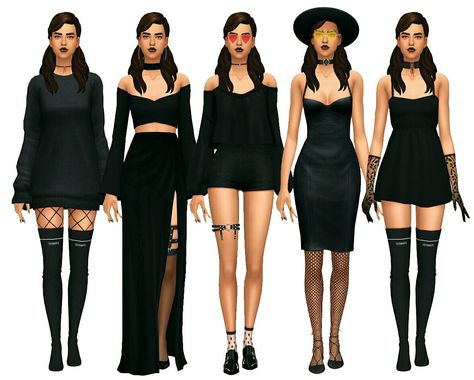 Gothic lookbook by Citrontart Outfits Goth, Cc Clothing, Gothic Dresses, Fall Fashion Skirts, Trad Goth, Goth Clothing, Sims 4 Dresses, Sims 4 Mm, Romantic Goth