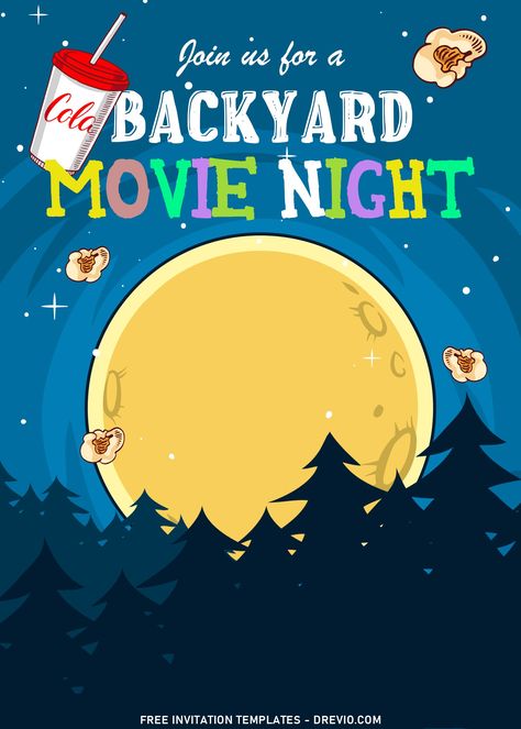 Awesome 10+ Fun Backyard Movie Night Birthday Invitation Templates How to host a perfect fun-filled Movie Night at your backyard? First and foremost, you need a good list of party supplies that you’re going to need, how many people would be there and how you wi... Download this invitation for FREE at https://www.drevio.com/fun-backyard-movie-night-birthday-invitation Outdoor Movie Invitations, Movie Night Invitations Template, Movie Night Party Invitations, Backyard Movie Night Party, Movie Night Birthday, Movie Night Invitations, Starry Night Background, Movie Invitation, Movie Night For Kids