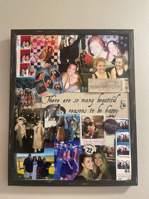 Collages For Friends, Best Friend Picture Collage Gift, Collage Ideas With Pictures, Picture Collage Gift Boyfriend, Friend Board With Pictures, Picture Board Ideas Diy, Diy Gifts Photo Memories, Picture Collage Poster Board, Diy Picture Frame Collage Ideas