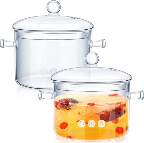 2 Pcs Glass Pots for Cooking on Stove Set Glass Saucepan with Cover Heat Resistant Clear Pots and Pans Set Stovetop Glass Cookware Simmer Pot with Lid for Soup Milk (1.5 L, 1.9 L, Classic Style) Glass Saucepan, Glass Cookware, Simmer Pot, Cream Of Wheat, Sauce Pasta, Pots And Pans Sets, Heat Resistant Glass, Instant Noodles, Pasta Noodles