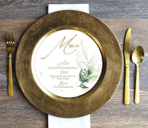 Gold Chargers Wedding, Charger Plates Wedding, Wedding Invitations Paper, Gold Chargers, Wedding Itinerary, Wedding Place Settings, Charger Plate, Grand Rapids Mi, Thank You Card Template