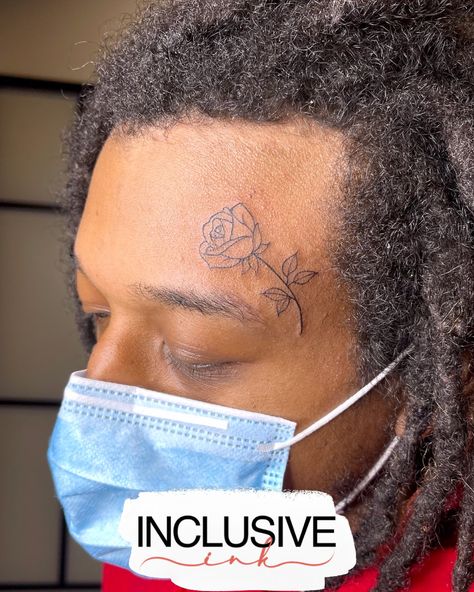 Rose On Face Tattoo, Rose Tattoo On Face, Tattoo Over Eyebrow, Rose Face Tattoo, Heart Face Tattoo, Face Tats, Small Rose Tattoo, Atlanta Artist, Heart Face