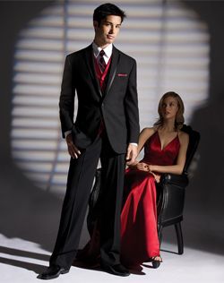 These are our colors.  I love this tux and that dress. Prom Tuxedo, Urban Wedding Venue, Groom Tuxedo, Black Tux, Vest And Tie, Space Wedding, Tuxedo Wedding, Urban Wedding, Black Tuxedo