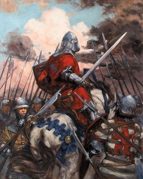 ConflictHistory on Instagram: "🇬🇧 English soldiers surround a French knight. Some people say that the 100 years' war was rather 100 years of French instability. During this time, England was only one player in the French civil war. This would also explain why England always list their gains as soon as France regained stability. Even though England achieved great victories at Crecy and Agincourt, they could not change the fact that France's population was 4 times higher than that one of England French Knight, Medieval Drawings, Historical Warriors, Medieval Ages, Historical Armor, Armadura Medieval, Medieval World, Knight Art, Knight Armor