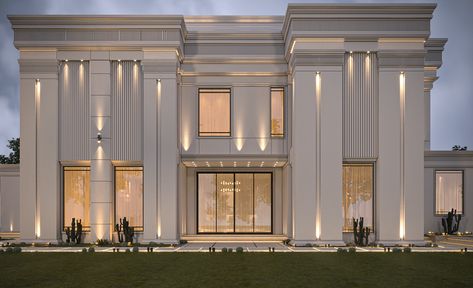 classic-villa :: Behance New Classic Villa Exterior Design, Vila Classic, Modern Neoclassical Architecture, Timeless Home Exterior, Modern Classical Architecture, Neo Classic Villa, Classic Villa Exterior, New Classic Villa, Home Exterior Design Ideas