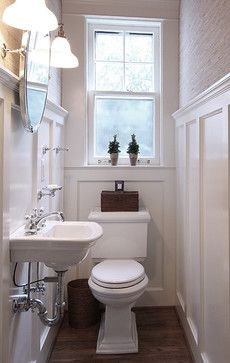 Tiny Half Bathroom Ideas, Traditional Powder Room Design, Small Powder Rooms, Bathrooms Renovations, Tiny Half Bath, Traditional Powder Room, Tiny Powder Rooms, Tiny Powder Room, Small Downstairs Toilet