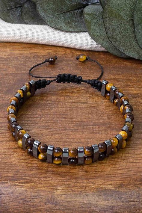 Embrace the Power of Earth's Elements with Our Handmade Tiger Eye and Hematite Stone Bracelet. Crafted to Perfection, this Bracelet Harmonizes Your Inner Strength and Style, Making Every Day an Adventure in Confidence and Elegance. Handmade Mens Jewelry, Handmade Jewelry For Men, Men’s Beaded Bracelet, Men’s Jewellery, Bracelet Ideas For Men, Handmade Bracelets For Men, Mens Jewelry Diy, Mens Bracelet Diy, Bead Bracelet For Men