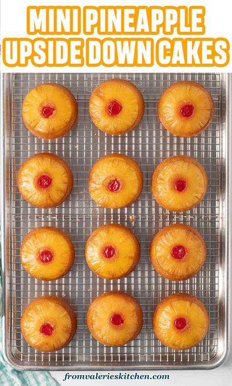 Transform a boxed cake mix into these delightful Mini Pineapple Upside Down Cakes. This easy recipe brings all the flavors of the classic dessert into individual-sized treats. Pineapple Dessert Easy, Upside Down Desserts, Pineapple Upside Down Cakes, Mini Pineapple Upside Down Cakes, Upside Down Cakes, Coconut Poke Cakes, Puff Dessert, Pineapple Upside Down Cupcakes, Cake Mix Cupcakes