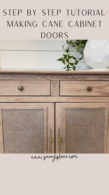 Add Cane To Cabinet, Caned Cabinet Doors, Cane Cabinet Doors Diy, Adding Cane To Cabinet Doors, Cane Furniture Makeover, Diy Cane Cabinet Door, Diy Cabinet Doors Makeover, Update Cabinet Doors, Cabinet Door Makeover