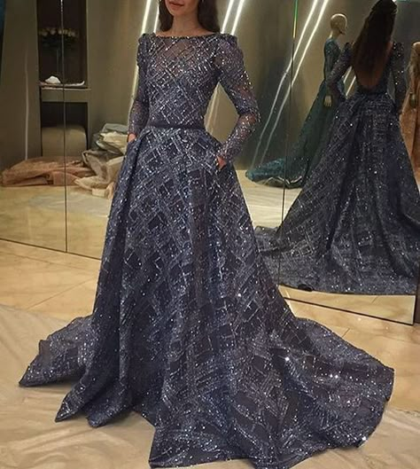 This #purple & #blue colored #hautecouture long sleeve evening gown is pricey for some.  But if you #love couture #ballgowns & #eveninggowns for your formal occasions but are on a tighter budget we can help.  We can make very close #replicas of couture #dresses of any design from a picture.  It will look similar and have the same #fashion #style but cost much less than the #couture original. For more info on custom #eveningdresses and #inspireddresses please email us from our profile. Fashion Design Inspiration, Stile Casual Chic, Evening Wear Dresses, Evening Dress Long, Formal Ball Gown, Long Sleeve Evening Gowns, Long Sleeve Evening Dresses, Ball Gowns Evening, Prom Dresses With Sleeves