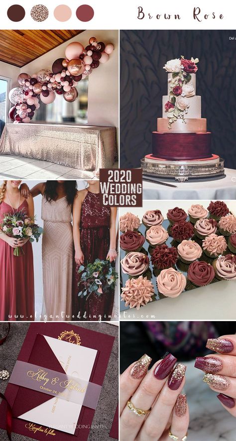 Gold And Burgundy Wedding, Rose Gold Wedding Decor, Blush Invitations, Rose Gold Theme, Gold Wedding Colors, Wedding Color Trends, Maroon Wedding, Gold Wedding Theme, Blush Pink Weddings