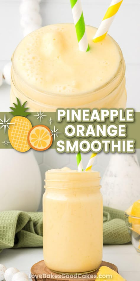 Pineapple Orange Smoothie - Love Bakes Good Cakes Pineapple Orange Smoothie, Love Bakes Good Cakes, Good Cakes, Fruit Smoothie Recipes Healthy, Orange Smoothie, Smoothie Recipes Healthy Breakfast, Drink Recipes Nonalcoholic, Smoothie Drink Recipes, Healthy Drinks Smoothies