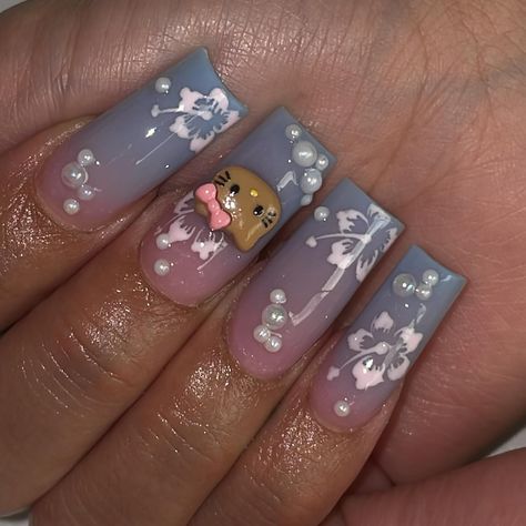 hello kitty hawaii nails 🌺💞✨ . hk charms + tapered nails tips @nailsbylili.shop . #almondnails #squarenails #nailinspo #hellokittynails #valentinobeautypure #frenchtipnails #whitenails #ombrenails #airbrushnails #glitternails #pinknails #chromenails #goldnails #lanails #lanailtech #hawaiinails Hello Kitty Hibiscus Nails, Hello Kitty Beach Nails, Tapered Nails, Charm Nails, Hawaii Nails, Nail Board, La Nails, Airbrush Nails, Hello Kit