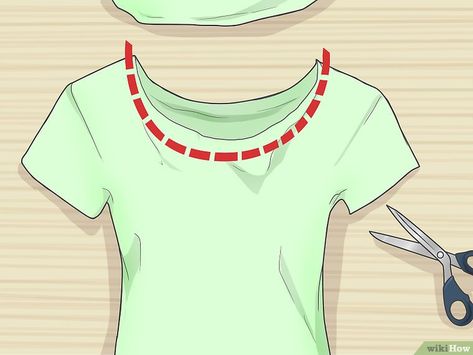 Image titled Modify Your T Shirt Step 27 Shirt Refashion Diy Tees, How To Make Tee Shirts Cute, Alter T Shirts Ideas, Tee Shirt Hacks Easy Diy, Altering T Shirts, How To Cut T Shirts Cute, T Shirt Hacks Ideas, Upcycled T Shirt, Alter Tshirt