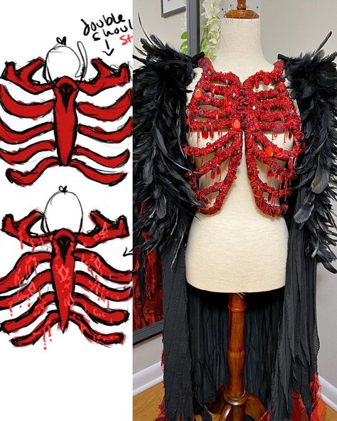 Ribcage Corset, Human Ribs, Corset Tutorial, Drag Queen Costumes, Diy Corset, Horror Halloween Costumes, Halloween Party Decor Diy, Halloween Circus, Rhinestone Costumes