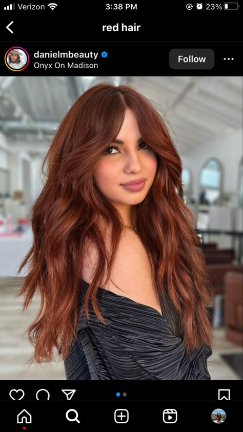 Tan Skin With Red Hair, Auburn Copper Highlights, Ginger Hair On Brown Skin, Medium Red Hair, Gala Hair, Lady Locks, Copper Brown Hair, Hair Caramel, Color Cobrizo