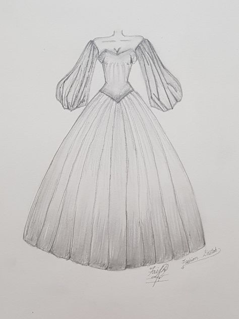 Big gown with puffy sleeves How To Draw A Puffy Dress, Big Gown, Puffy Dresses, Puff Dress, Fashion Sketch, Dress Drawing, Realistic Drawings, Dress Shapes, Puffy Sleeves