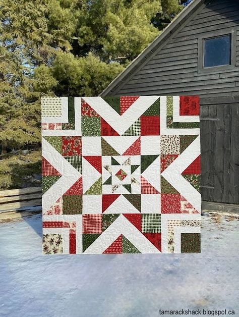 Tamarack Shack: Triple Barnstar Quilt Triple Barnstar Quilt Pattern, Quilt Class Ideas, Log Cabin Christmas Tree Quilt Pattern, Christmas Sampler Quilts, Christmas Quilts Patterns, Easy Christmas Quilt Patterns, Christmas Quilts Ideas Free Pattern, Winter Quilt Patterns, Christmas Quilts Ideas