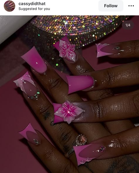 Pink Duck Nails, Dark Pink Nails, Pink Duck, Cute Pink Nails, Acrylic Toe Nails, Hard Nails, Duck Nails, Colored Acrylic Nails, Girly Acrylic Nails