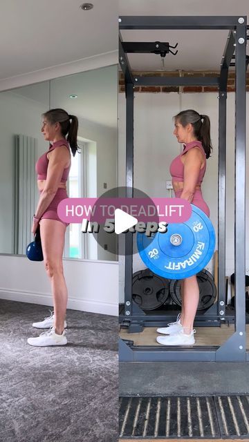 Jacqueline Hooton on Instagram: "5️⃣ Step method to learn how to deadlift with confidence ⭐️  From beginner ➡️ advanced   Ft @womensbest new Motion 💕code Jacqueline for discount   A deadlift is a fantastic functional strength exercise that involves the whole body. Everyone can benefit from learning how to deadlift. Whether you need to pick up a small parcel 🎁 or a heavy chair 🪑 lifting something from the ground is an activity of daily life.  A deadlift is a hip hinge movement so that’s the first thing you need to practice. Grab a broom 🧹 handle and start with this. 1️⃣ Hip hinge with broom handle maintaining contact with upper and lower back  2️⃣ Use a foam roller whilst performing a deadlift  3️⃣ Deadlift a kettlebell, decreasing distance from floor with a low step or blocks  4️⃣ Dead How To Do A Deadlift Correctly, Dead Lifts Women, Deadlift Exercises, How To Do Deadlifts, Deadlift Women, Hip Hinge, Broom Handle, A Broom, Foam Roller