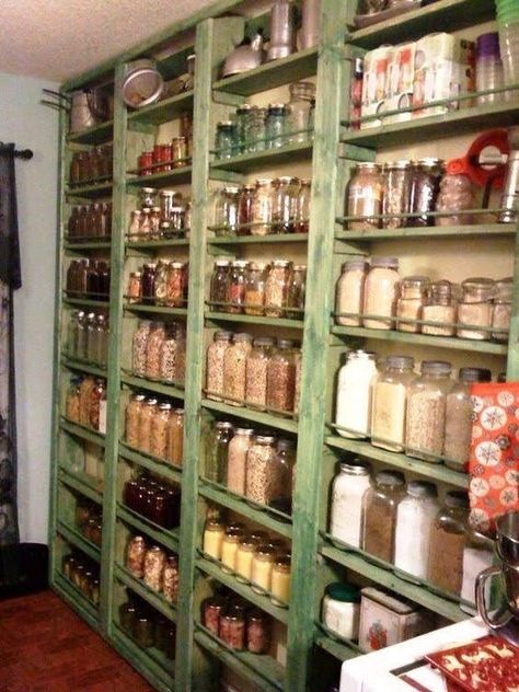 Seasoning Cabinet, Canning Pantry, Wall Pantry, Canning Jar Storage, Food Storage Rooms, Pantry Inspiration, Canning Kitchen, Doomsday Preppers, Pantry Room