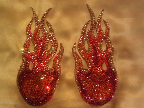 My current swarovski crystal flame pasties, handmade by myself. Fire Burlesque Costume, Cabaret Costumes, Cabaret Costume, Burlesque Outfit, Fire Goddess, Samba Costume, Fire Fans, Fan Dance, Burlesque Costume