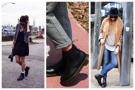 Dr. Marten Boots: How to break them in and what to wear them with - Wears My Money How To Style Dr Martens Chelsea Boots, Dr Martens Oxford Woman Outfit, Oxford Women Outfit, Chelsea Dr Martens, Dr Marten Chelsea Boots, How To Style Dr Martens, Platform Doc Martens Outfit, Doc Marten Chelsea Boot, Chelsea Boot Outfits Women