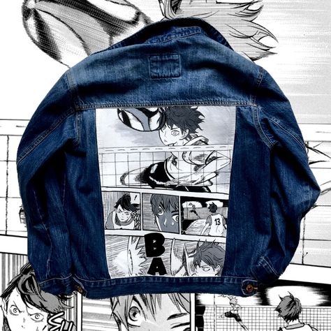 Anime Jacket, Panel Jacket, Painted Jacket, Denim Projects, Eren And Mikasa, Attack On Titan Eren, Great King, Haikyu!!, Jean Coat