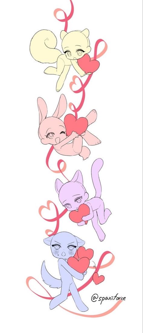 Two Friends Art Reference, Hands Together Reference, Chibi Body Base, Cute Base, Chibi Pose, Chibi Body, Chibi Sketch, Kartu Valentine, Sketch Poses