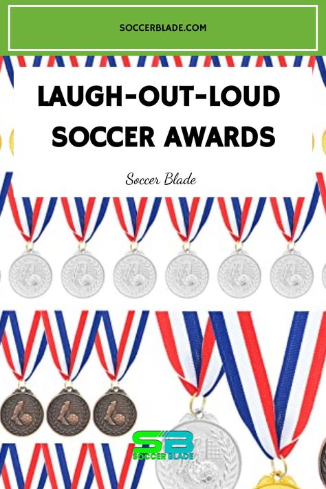 Laugh-Out-Loud Soccer Awards with various medals displayed. Soccer Award Ideas, End Of Season Soccer Party Ideas, Sports Superlatives Awards, Team Awards Ideas, End Of Season Soccer Party, Soccer Team Party, Soccer Banquet, Volleyball Life, Soccer Awards